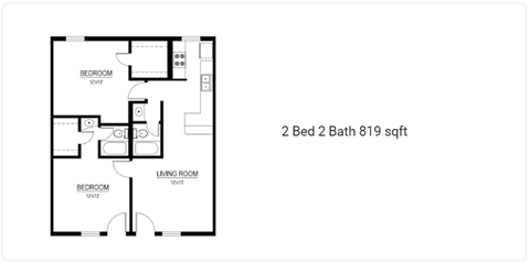 floor plan of a bedroom apartment at THE EASTWOOD, Texas